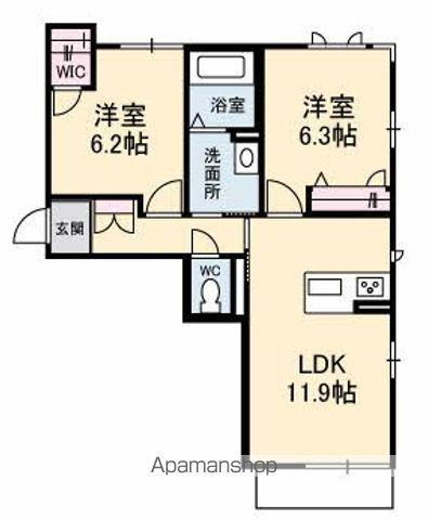 ベレオ名東(2LDK/1階)の間取り写真