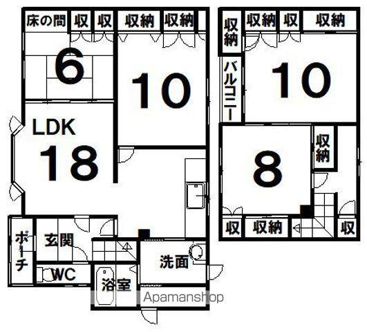 根室本線 十勝清水駅 徒歩11分 2階建 築54年(4LDK)の間取り写真
