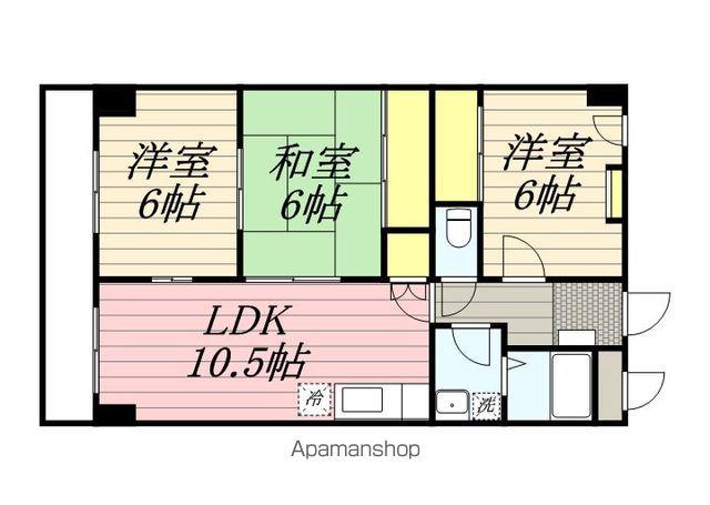 コムフォート原3(3LDK/3階)の間取り写真