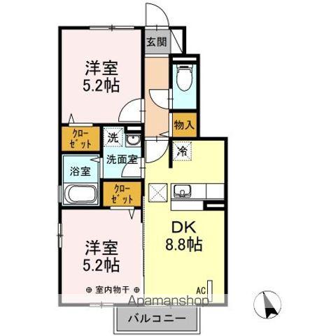 サンシュトラーセ(2DK/1階)の間取り写真