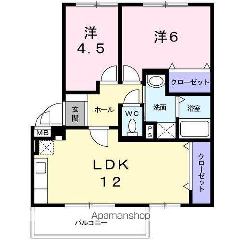 リヴィエール宮本Ⅱ(2LDK/3階)の間取り写真