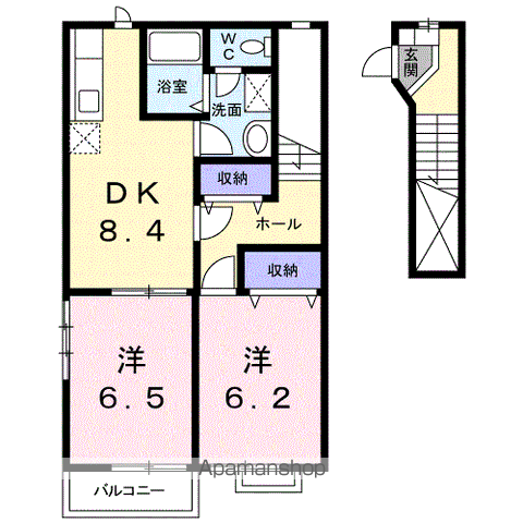 ラ フォレ ドゥ ノール(2DK/2階)の間取り写真