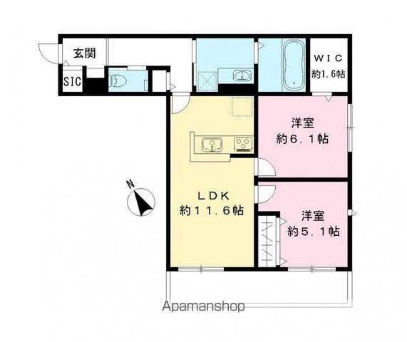 フィカーサ柏の葉(2LDK/1階)の間取り写真