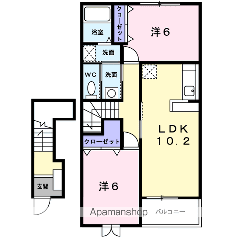 ローレルB(2LDK/2階)の間取り写真