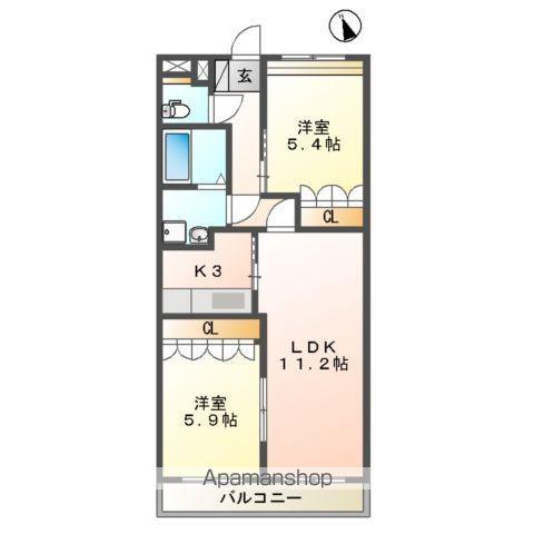 サンフォーレみのう弐番館(2LDK/2階)の間取り写真