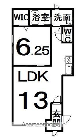 北海道帯広市 2階建 築19年(1LDK/2階)の間取り写真