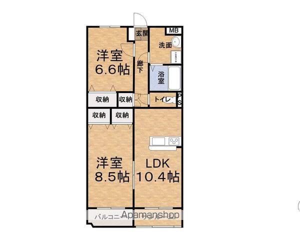 リュエル(2LDK/4階)の間取り写真