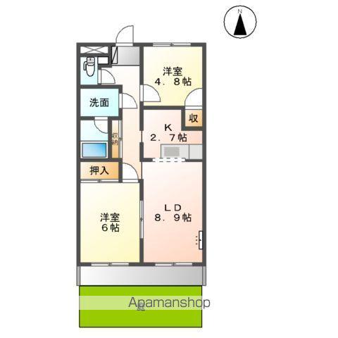 ベルエアー(2LDK/1階)の間取り写真