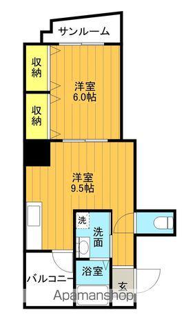 やまのいビル(1LDK/9階)の間取り写真