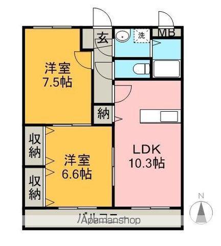 メゾンアルボーレ(2LDK/1階)の間取り写真