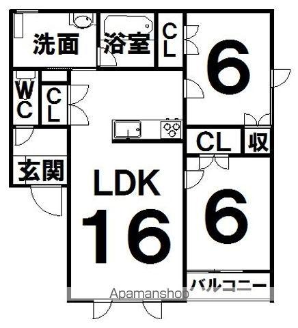TOWN新町東1 T&K(2LDK/3階)の間取り写真