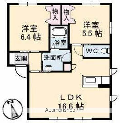 C O U R A G E U(2LDK/1階)の間取り写真