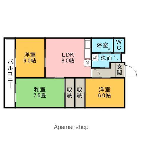 高松ビル(3DK/2階)の間取り写真