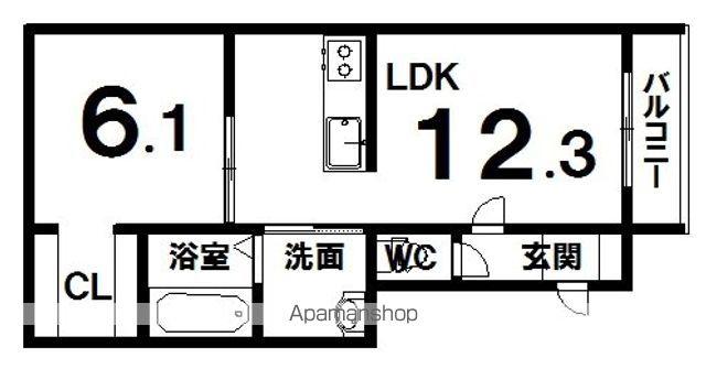 プラシード5(1LDK/3階)の間取り写真