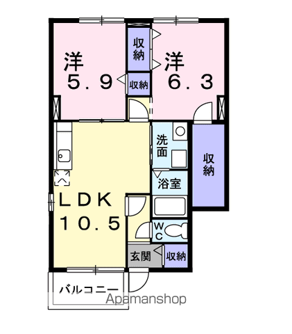 エスペランサ A(2LDK/1階)の間取り写真