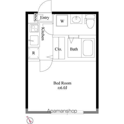 ローレルパーク津田沼(1K/1階)の間取り写真