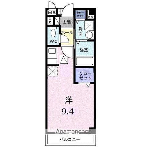 カーサ木太Ⅱ(ワンルーム/1階)の間取り写真