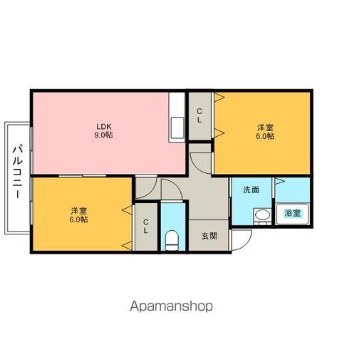 シャトレー平和 A棟(2LDK/2階)の間取り写真