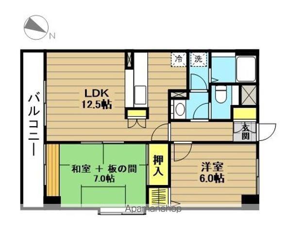 オークハイツ(2LDK/2階)の間取り写真