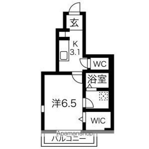 RIVB棟(1K/1階)の間取り写真
