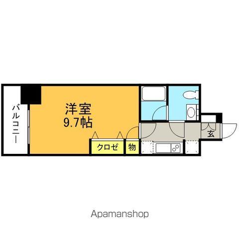 ドミール西新(1K/6階)の間取り写真