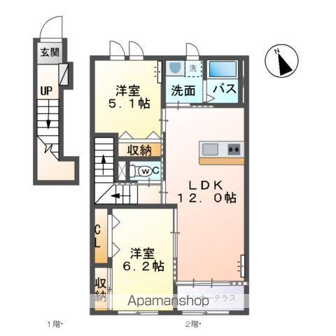 ティエード(2LDK/2階)の間取り写真