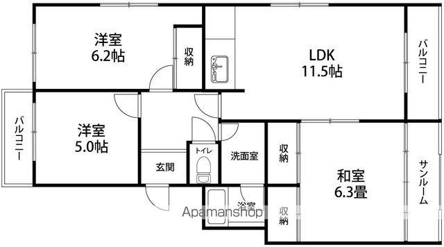 プリマビューネ(3LDK/4階)の間取り写真