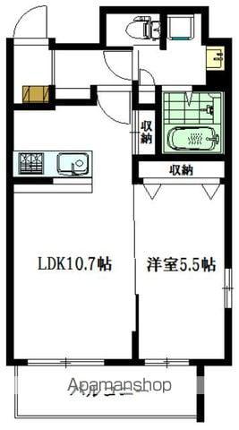 ミノマルビル(1LDK/3階)の間取り写真