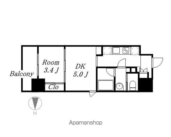 パークアクシス名古屋山王橋(1DK/2階)の間取り写真