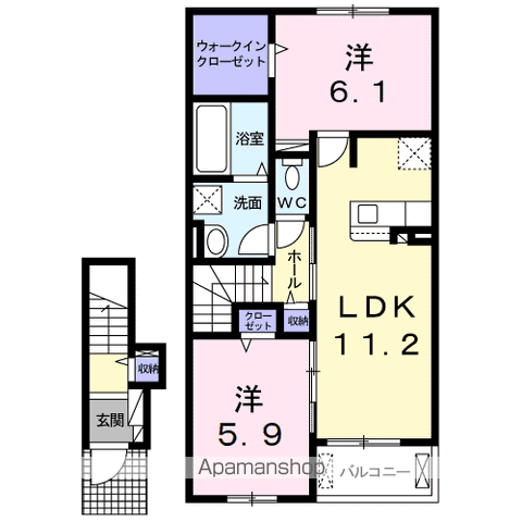 グランソレイユ U(2LDK/2階)の間取り写真