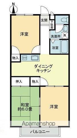 フォブール大井A(3DK/1階)の間取り写真