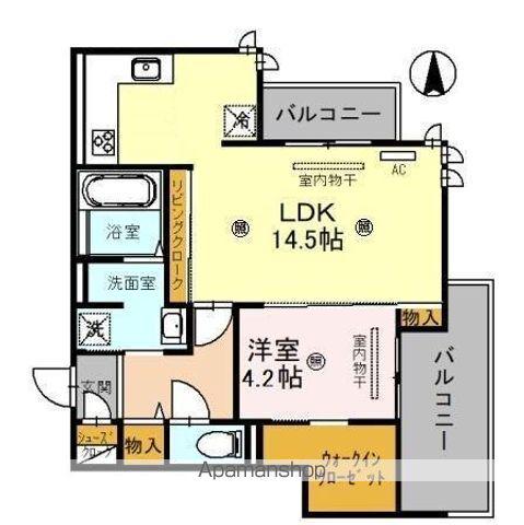 DーROOMN・KⅡ(1LDK/3階)の間取り写真