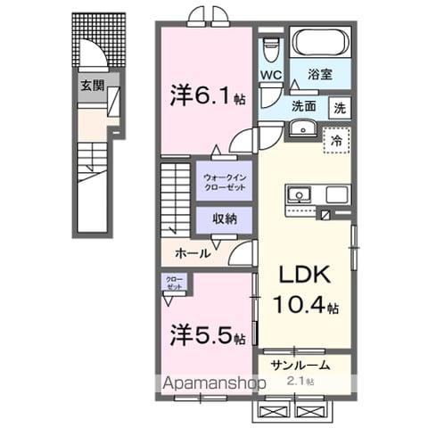 ローズ ガーデン 櫛川 A(2LDK/2階)の間取り写真