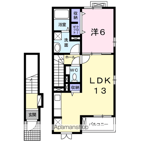 テラス南白土(1LDK/2階)の間取り写真