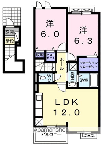 ベル オーヴ(2LDK/2階)の間取り写真