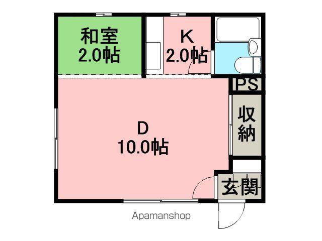 フジコーポ(1DK/2階)の間取り写真