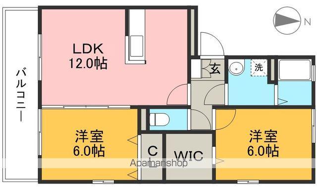 コートドール海老ノ丸A棟(2LDK/2階)の間取り写真