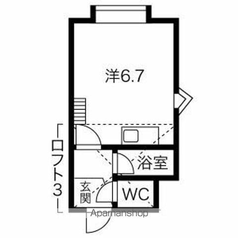 アップルハウス北16条Ⅱ(ワンルーム/1階)の間取り写真