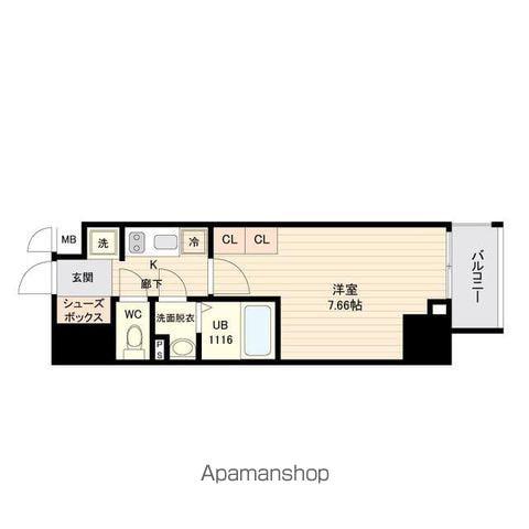 オープンブルーム品川南大井(1K/2階)の間取り写真