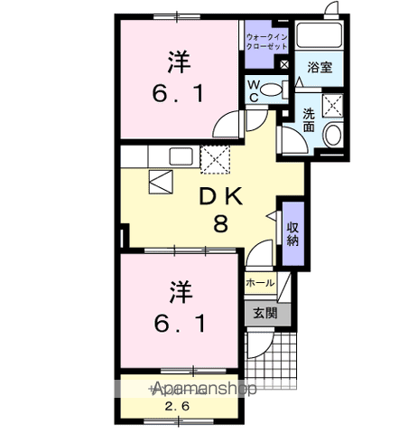 サリュー 4(2DK/1階)の間取り写真
