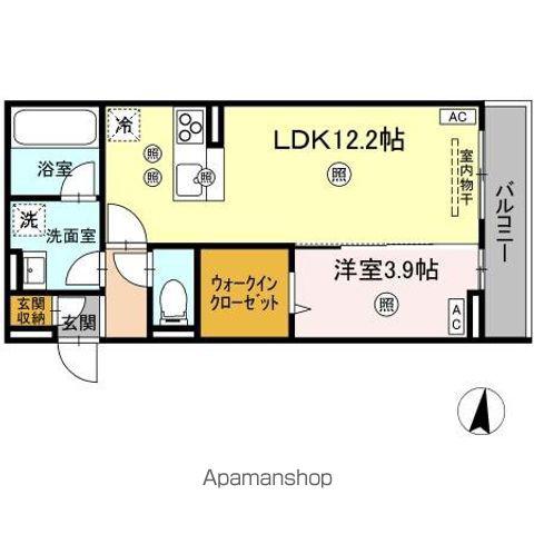 D-RESIDENCE南蔵王町1丁目E(1LDK/2階)の間取り写真