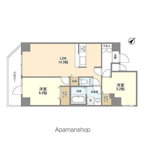 アルファコート王子2(2LDK/9階)の間取り写真