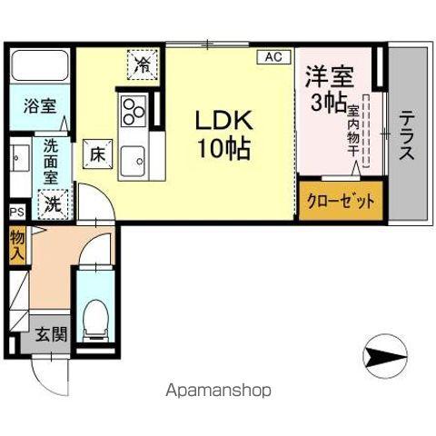 J-ROOM妃 VII番館 屋代駅前(1LDK/1階)の間取り写真