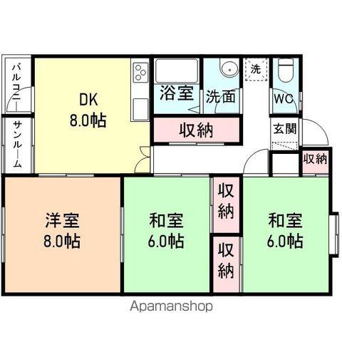 サンシャインEBARA A棟(3DK/2階)の間取り写真