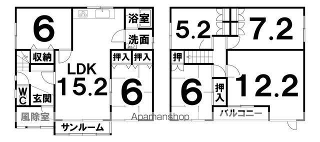 根室本線 柏林台駅 徒歩35分 2階建 築44年(6LDK)の間取り写真