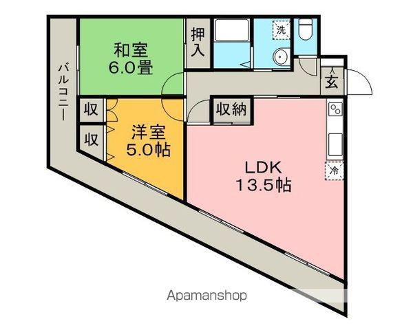 シャルム六ツ門(3DK/5階)の間取り写真