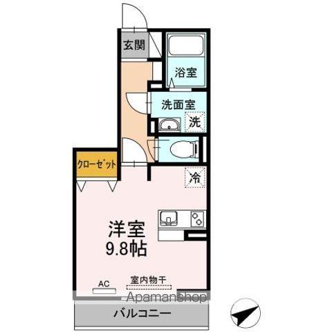 ジェルメⅡ(ワンルーム/2階)の間取り写真