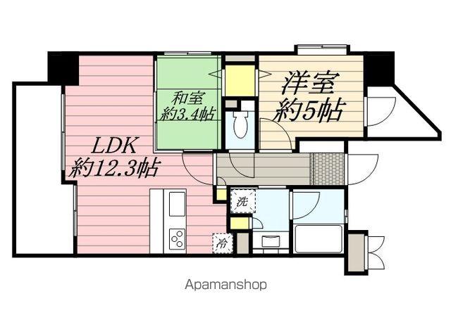 アクタス箱崎ステーションコート(2LDK/7階)の間取り写真