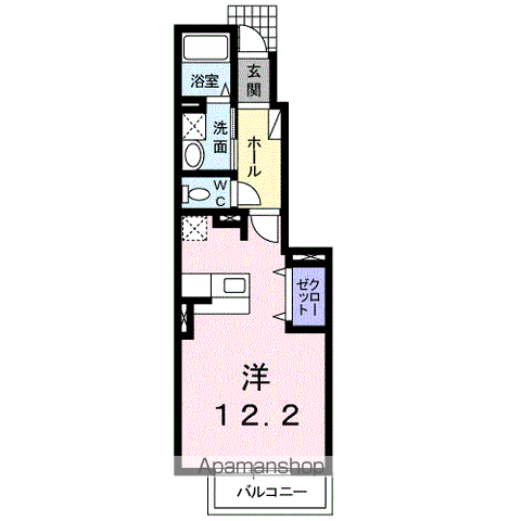 ジラソーレⅠ(ワンルーム/1階)の間取り写真