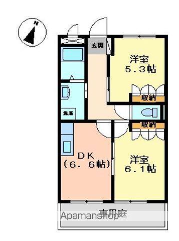 サンハイツ室尾(2DK/2階)の間取り写真